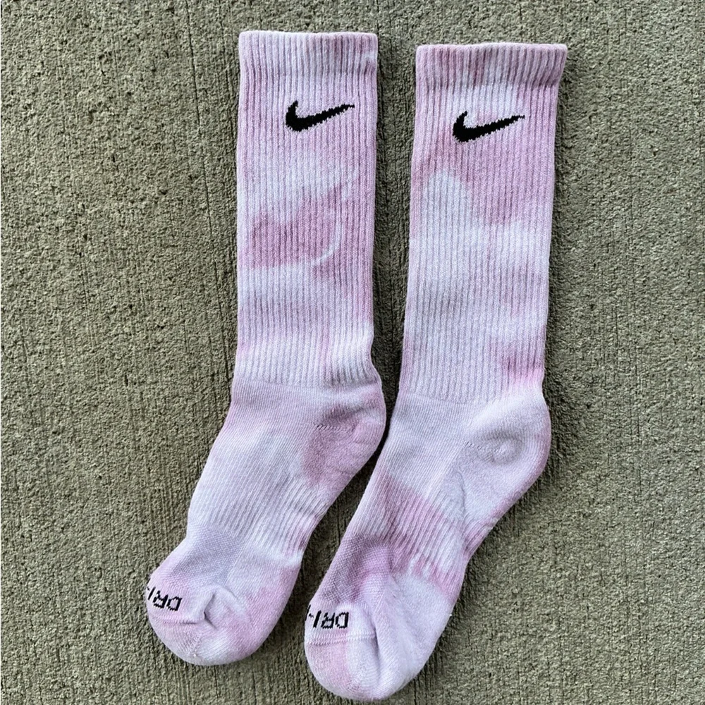 2 Nike tie dye socks. Pink & blue and purple